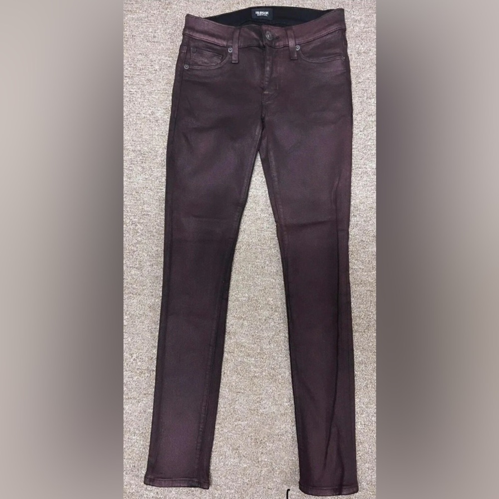 Hudson Coated skinny jeans for women.